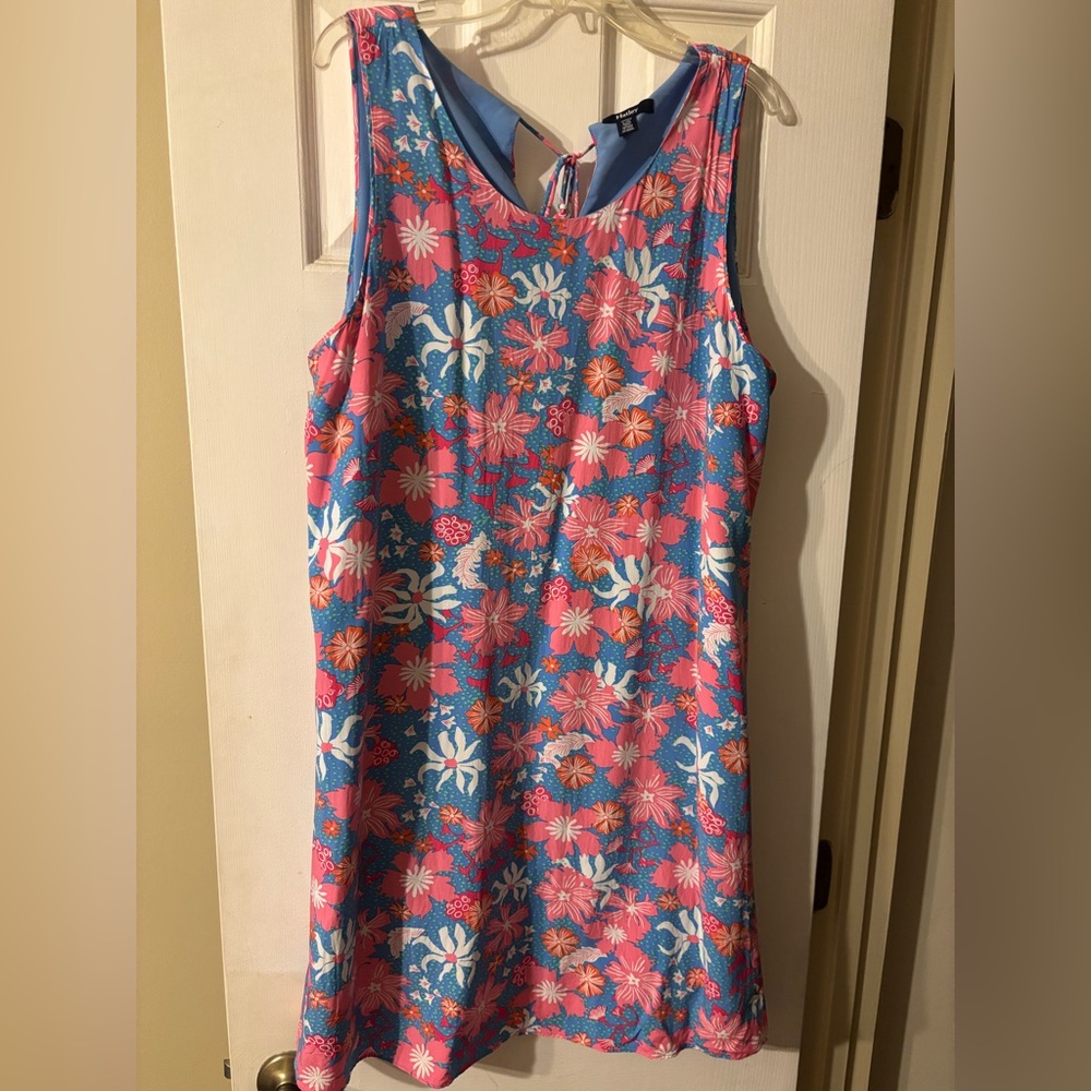 Floral Sleeveless lined Dress in Blue and Pink